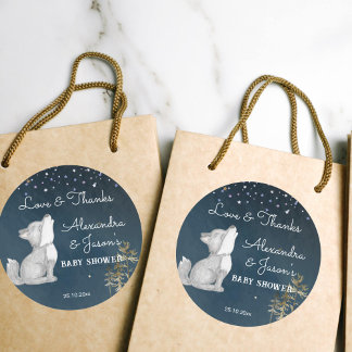 Kleine wolf thema baby shower gunst cadeau ronde sticker