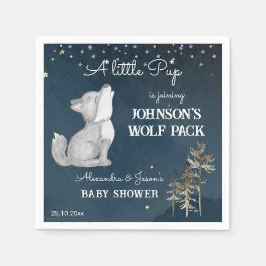 Kleine wolf thema baby shower servies servet (Voorkant)