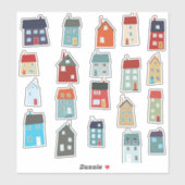 Kleine woningen en katten sticker (Vel)
