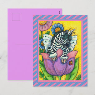 KLEINE ZEBO WHIMSYNICKER, ZEBRA UNICORN Fantasy Feestdagenkaart