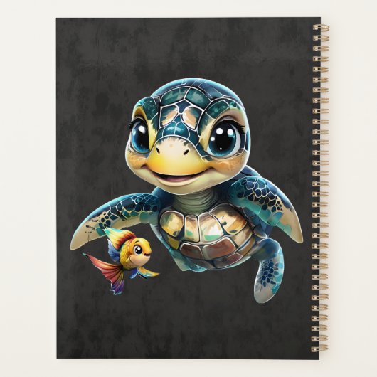 Kleine zee schildpad verkennen met haar vriend. planner (Achterkant)