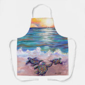 Kleine Zeeen schildpadden op Sunrise Kitchen Apron Schort (Voorkant)