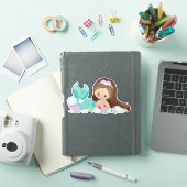 Kleine zeemeermin, Cute Mermaid, Shells, Brown Hai Sticker (iPad Cover)