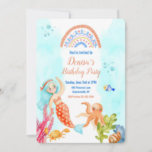 Kleine Zeemeermin en Vrienden van Birthday Kaart