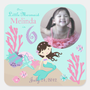 Kleine Zeemeermin Foto Sticker Brunette 6