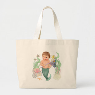 Kleine Zeemeermin - Jongen Grote Tote Bag