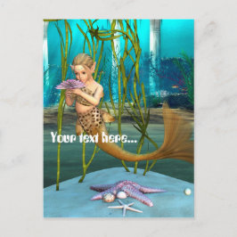 Kleine zeemeermin met Anemone Flower Briefkaart