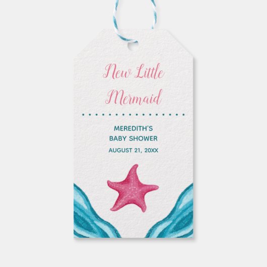 Kleine Zeemeermin Nautisch Baby shower Cadeaulabel (Achterkant)