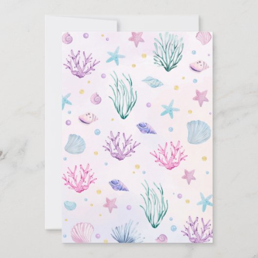 Kleine Zeemeermin Oceaan Thema Verjaardag Kaart (Achterkant)