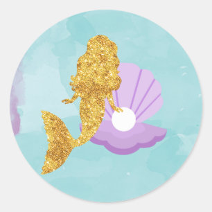 Kleine zeemeermin onder de Zee Party Favor Sticker