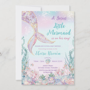 Kleine Zeemeermin Onder het Zee Meisje Baby shower Kaart
