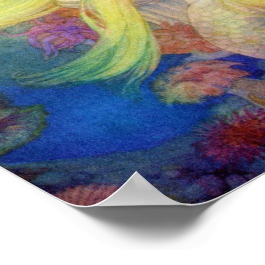 kleine zeemeermin onder het Zee Nursery Art Poster (Hoek)