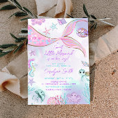 Kleine Zeemeermin Paarse Roze Baby shower Invitati Kaart