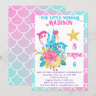 Kleine Zeemeermin Schaal Roze Turquoise Witte Verj Kaart