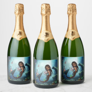 Kleine zeemeermin sparkling wijnetiket