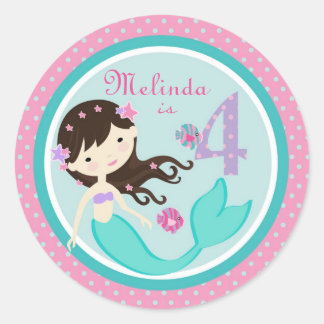 Kleine Zeemeermin Sticker Brunette 4B