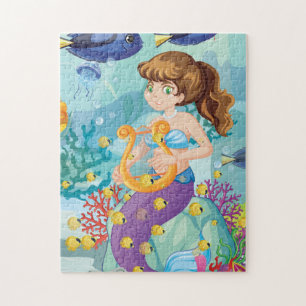 Kleine zeemeermin strand thema puzzel
