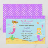 Kleine Zeemeermin Verjaardag Uitnodigingen (Voorkant / Achterkant)