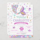 Kleine Zeemeermin Verjaardagsuitnodiging Onder Het Kaart (Voorkant / Achterkant)