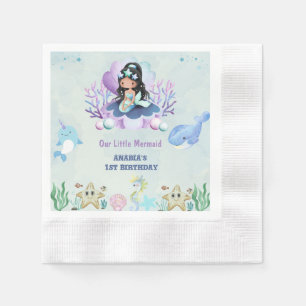 Kleine Zeemeermin Waterverf Verjaardag Servet