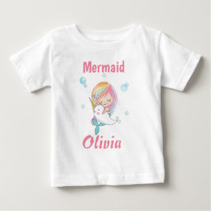 Kleine zeemeerminnende T-shirt Narwhal en zeemeerm