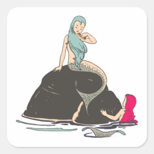 Kleine zeemmeisjes Fantasy Fairysproart Vierkante Sticker