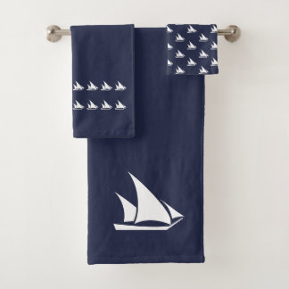 Kleine zeilboot badkamer Ocean Blue & white Bad Handdoek