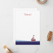 Kleine zeilboot Flat Dank je wel Notitiekaartje (Voorkant / Achterkant in situ)