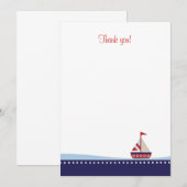 Kleine zeilboot Flat Dank je wel Notitiekaartje (Voorkant / Achterkant)