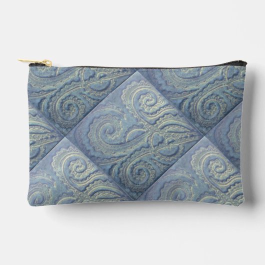 Kleine Zippered Blauwe Brocade Accessoirezak Etui (Voorkant)