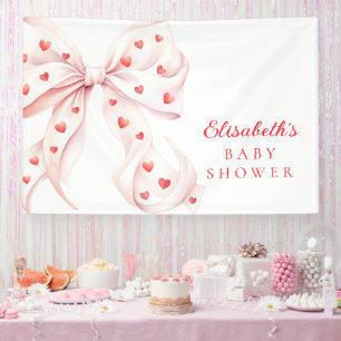 Kleine Zoetelief Roze Strik Baby Shower Achtergron Spandoek