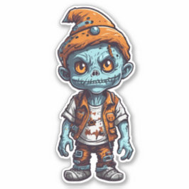 Kleine zombie in Halloween kleding Sticker