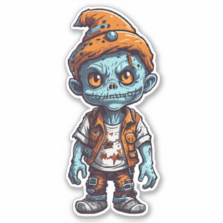 Kleine zombie in Halloween kleding Sticker