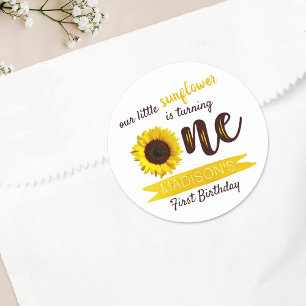 Kleine Zonnebloem 1e verjaardag Ronde Sticker
