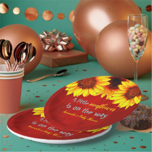 Kleine zonnebloempitten Baby shower Papieren Bordje