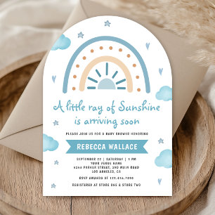 Kleine Zonneschijn Blauwe Boho Regenboog Boog Baby Kaart