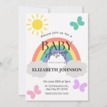 Kleine Zonneschijn & Regenbogen Baby Shower Uitnod