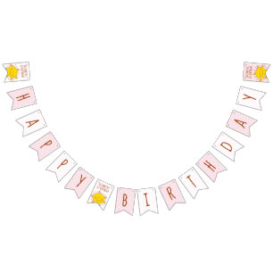 Kleine Zonneschijn Roze Stippen Baby 1e Verjaardag Vlaggetjes