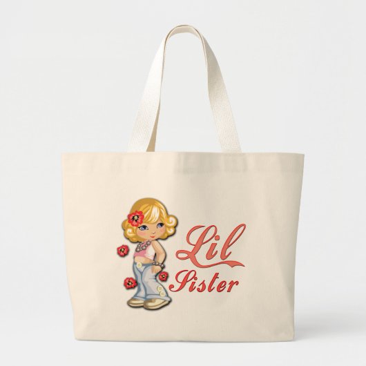 Kleine Zus en Bloemen Grote Tote Bag (Voorkant)