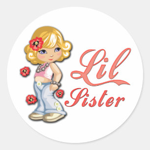 Kleine Zus en Bloemen Ronde Sticker