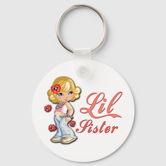 Kleine Zus en Bloemen Sleutelhanger (Voorkant)