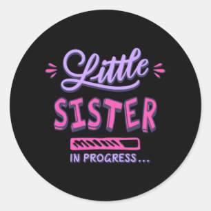 Kleine zusje lopend ronde sticker