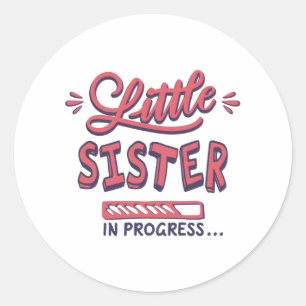 Kleine zusje lopend ronde sticker
