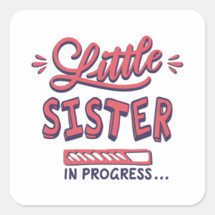Kleine zusje lopend vierkante sticker