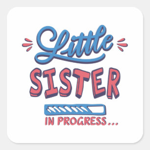 Kleine zusje lopend vierkante sticker
