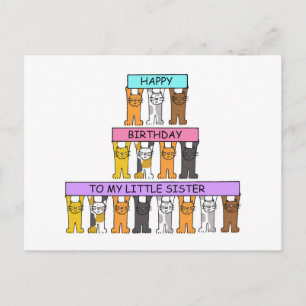 Kleine zuster Happy Birthday Cute Cats Briefkaart