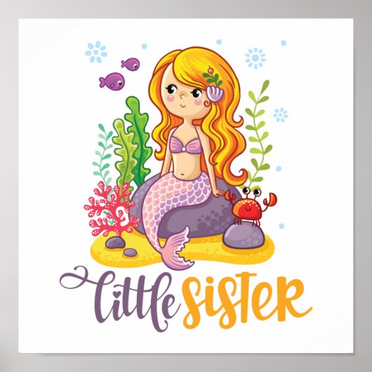 Kleine zuster 🧜 ♀️ Mermaid Poster (Voorkant)