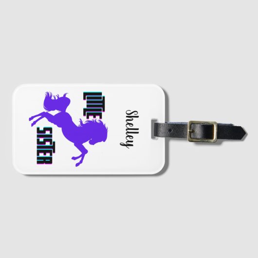 Kleine zuster Paarse Pony Bagagelabel (Voorkant (horizontaal))