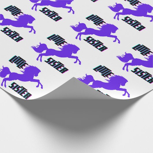 Kleine zuster Paarse Pony Cadeaupapier (Hoek)