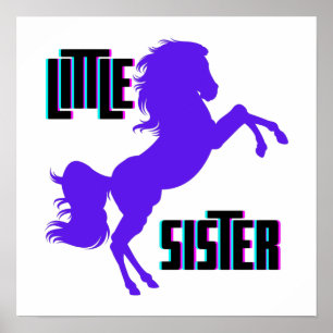 Kleine zuster Paarse Pony Poster